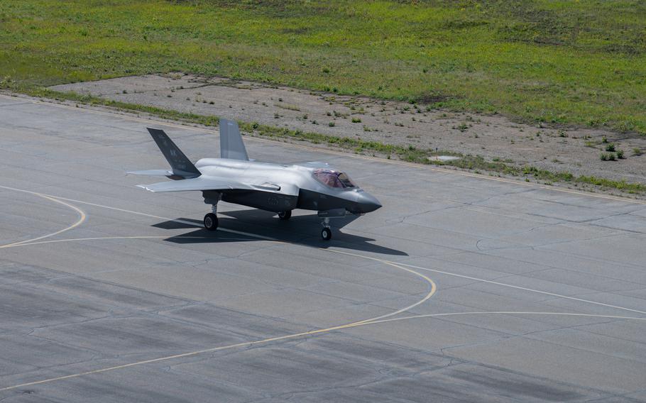A U.S. Air Force F-35 Lightning II with the 356th Fighter Squadron taxis to the runway during Red Flag-Alaska 2023 at Eielson Air Force Base, Alaska, June 13, 2023. There are about 1,000 of the aircraft operated by the U.S. and its closest allies.