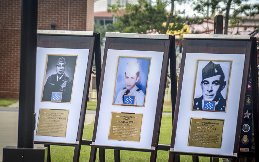 Three housing towers that debuted at Camp Humphreys, South Korea, Sept. 13, 2024, are named for Medal of Honor recipients from the Korean War. 