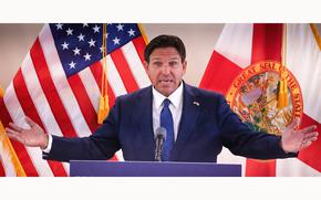 Florida Gov. Ron DeSantis delivers remarks in Umatilla, Florida, on June 25, 2024, during a visit to tout the state's infrastructure grants program. (Joe Burbank/Orlando Sentinel/TNS)