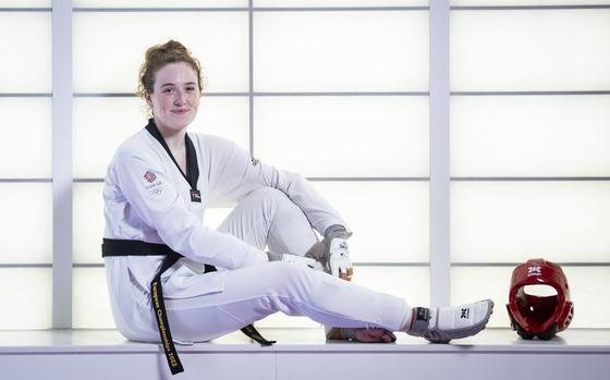 Rebecca McGowan poses during a training session at the National Taekwondo Centre, in Manchester, England, July 16. The Scotland native vibes to Panic! At The Disco’s “High Hopes” during warmups and walks out to “Can’t Stop” by the Red Hot Chili Peppers.