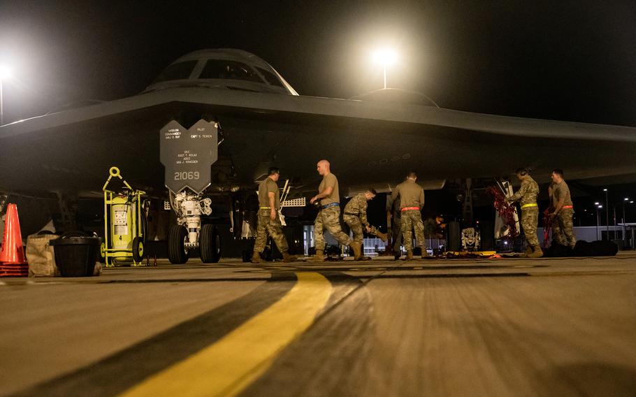 A B-2 Spirit stealth bomber arrives at Royal Australian Air Force Base Amberley in Queensland, Australia, Aug. 16, 2024. 