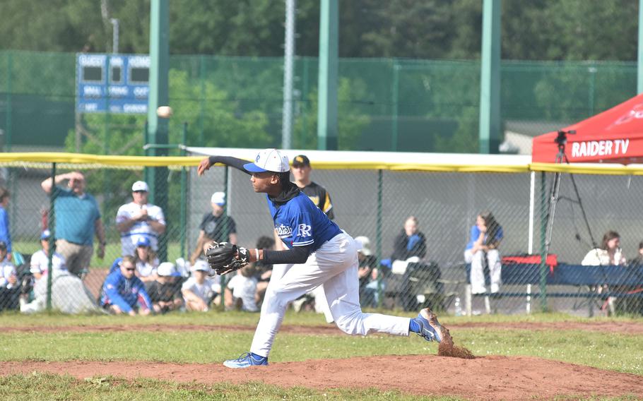 Christian Roy was "huge" for the Ramstein Royals at the DODEA European Division I championship game, according to his coach. The junior shut out Stuttgart for five innings Friday, May 24, 2024 at Ramstein Air Base, Germany.