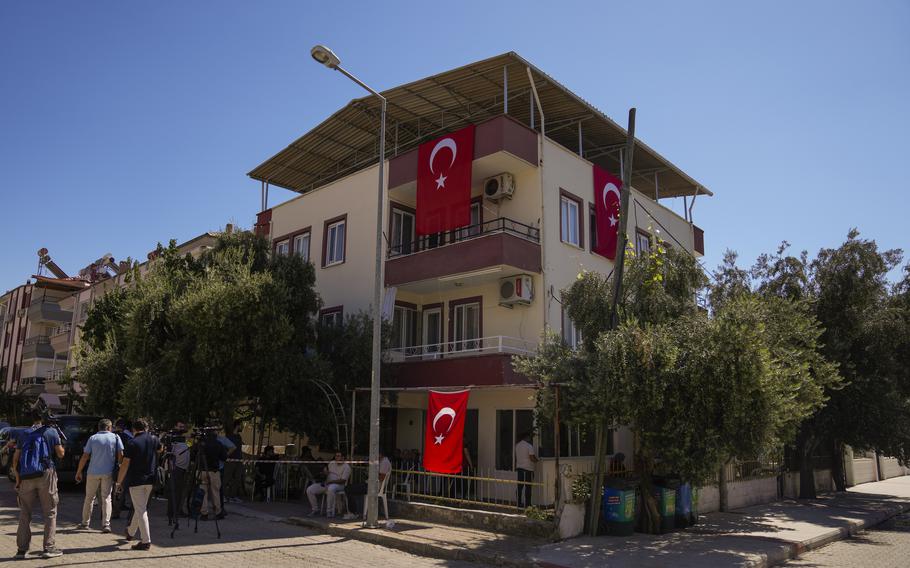 Relatives gather outside the house of Aysenur Ezgi Eygi in Turkey. She was killed last week in Israel