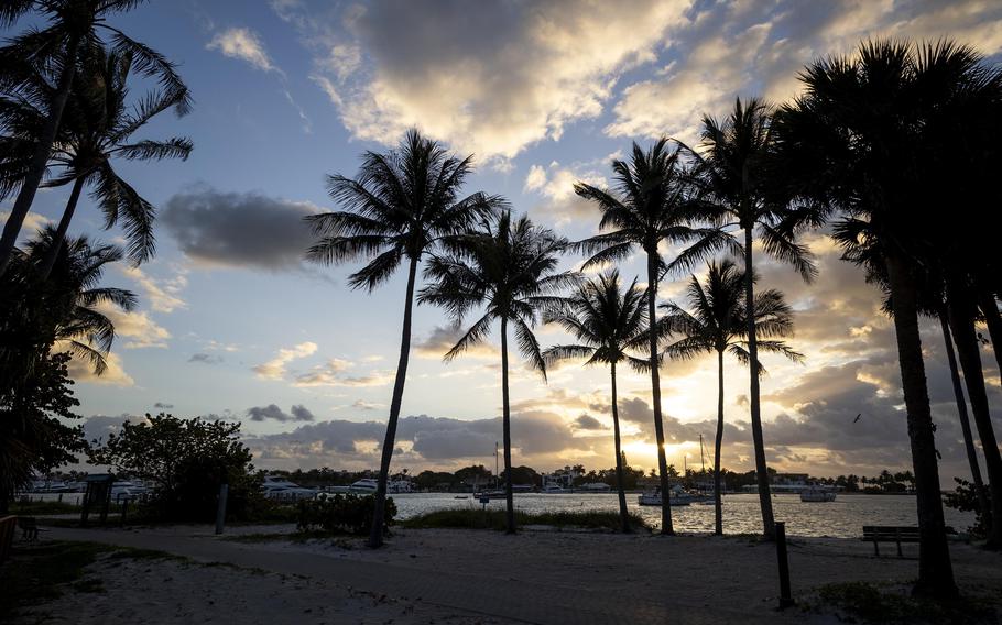 The sun rises over Peanut Island, an 80-acre piece of land in the Intracoastal Waterway near Riviera Beach, Fla., on March 25. 