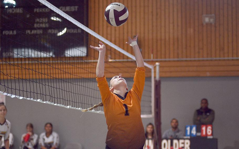 Spangdahlem plays Baumholder in girls volleyball.