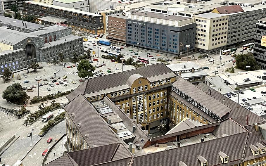 Models of buildings in downtown Stuttgart.