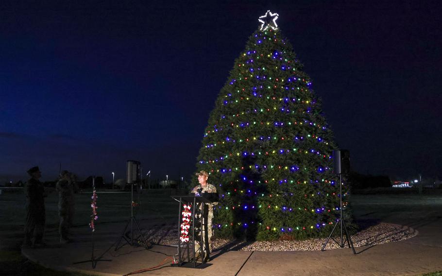 The Christmas tree at Beale AFB, with a star on top.