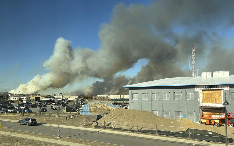 Smoke from the fires in the Pine Barrens off Sunrise Highway in New York’s Long Island