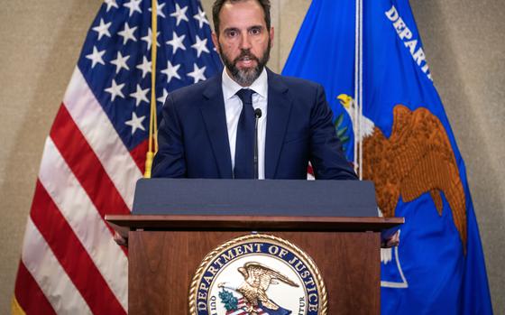 Special prosecutor Jack Smith addresses reporters after his grand jury issued more indictments of former president Donald Trump  in Washington, D.C. MUST CREDIT: Bill O'Leary/The Washington Post