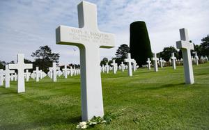 The grave of Pvt. Mary Bankston, one of four women buried at Normandy American Cemetery, as seen on June 1, 2024. 