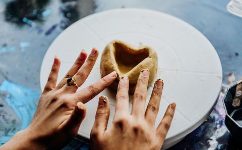 Passion Art Cafe in Budaiya, Bahrain, encourages patrons' creativity by offering instruction in such activities as pottery in an art studio upstairs from the cafe.