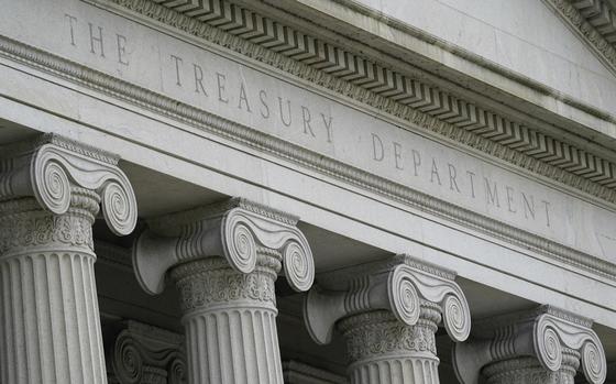 FILE - The Treasury Building is viewed in Washington, May 4, 2021. (AP Photo/Patrick Semansky, File)