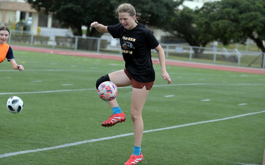 Brooke Brewer practices in drills.