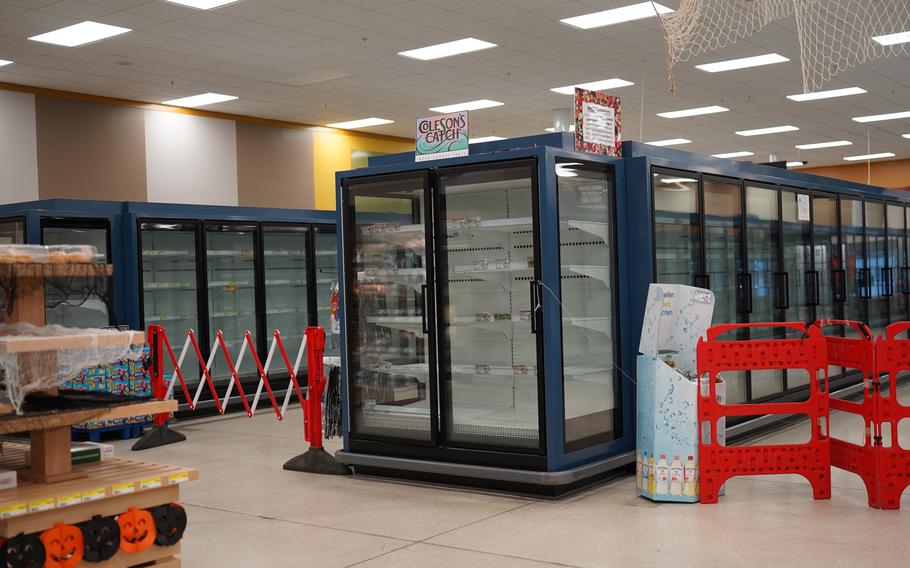 The freezer area of the commissary at RAF Lakenheath in England