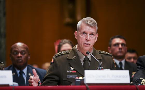 Army Gen. Daniel Hokanson, chief, National Guard Bureau, testifies before the United States Senate Committee on Appropriations, Subcommittee on Defense (SAC-D), during the National Guard and Reserve hearing in the Dirksen Senate Office Building on Capitol Hill in Washington, D.C., June 18, 2024. (U.S. Army National Guard video by Sgt. 1st Class Zach Sheely)