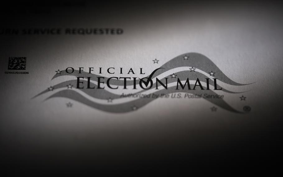 A mail-in official ballot for the 2024 General Election in the United States is shown in Pennsylvania on Oct. 8, 2024. 