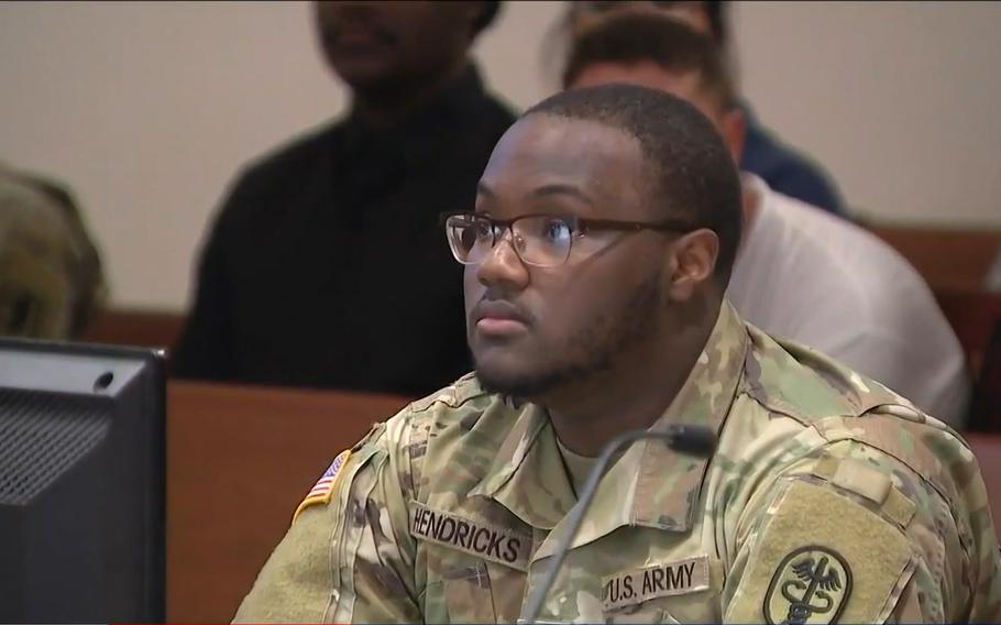 Army Pfc. Rondale Henricks, 21, pleaded guilty to vehicular manslaughter Friday, June 16, 2023, and was sentenced to 34 months in prison for the 2020 deaths of two women in Washington state, where he is assigned to Madigan Army Medical Center at Joint Base Lewis-McChord. 