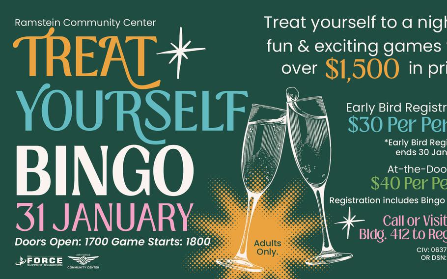 The Ramstein Community Center hosts an adult bingo night on Friday, Jan. 31, 2025, with over $1,500 in prizes up for grabs.