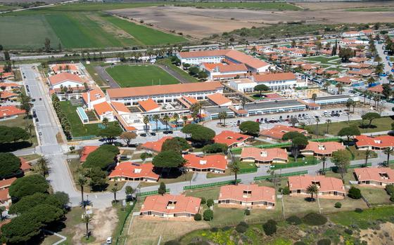 An aerial photo of Naval Station Rota, Spain in 2022. A recent agreement with Spain allows U.S. military dependents in the country to work remotely for American companies while maintaining Status of Forces Agreement treaty protections. Advocates say the agreement needs added details.