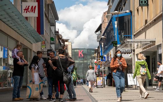 Fackelstrasse, one of the main shopping streets in downtown Kaiserslautern, on May 26, 2022. 