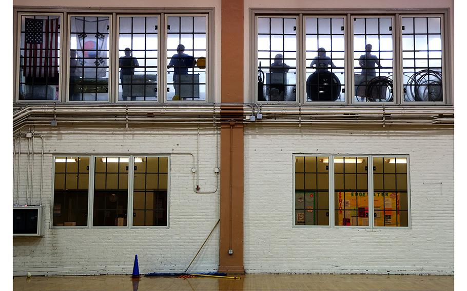 The gymnasium at the Broadway Armory on Broadway Avenue in Chicago on Wednesday, July 26, 2023, one of several locations being considered for use as an emergency shelter for migrants. 