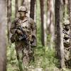 Sgt. Matthew Krysa, an indirect fire infantryman with V Corps, patrols with his squad during a medical triage event at U.S. Army Europe and Africa's Best Squad Competition in Grafenwoehr, Germany, on Aug. 6, 2024.