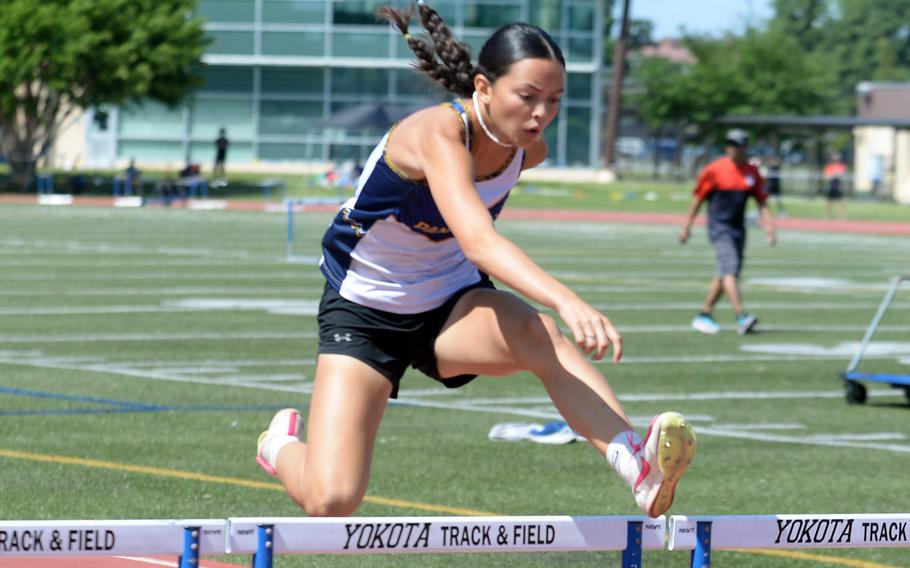Guam High's Alexandria Levy emerged victorious in the girls 300 hurdles.