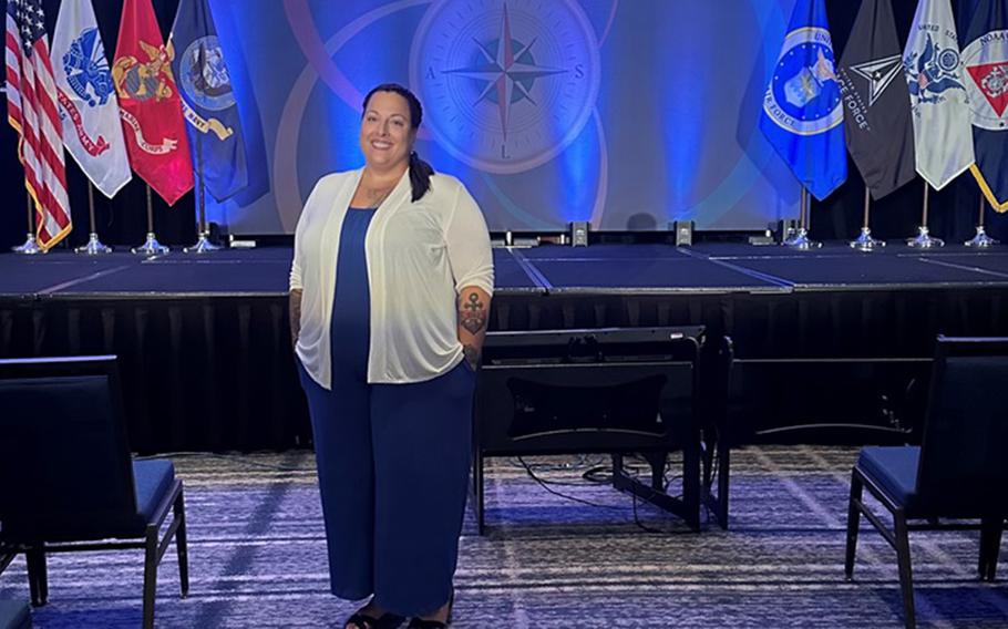 Leah Stiles, CEO and founder of Sea Waves, a nonprofit dedicated to addressing eating disorders, attends the Joint Women's Leadership Symposium, in Arlington, Va., June 27, 2024. 