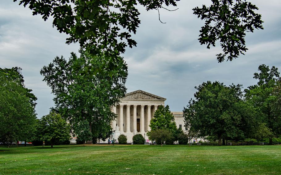 The U.S. Supreme Court is seen in Washington, D.C., on Friday, June 30, 2023, as the court announced it will decide a Second Amendment case on whether federal law can prohibit gun possession for people who are subject to domestic violence orders.