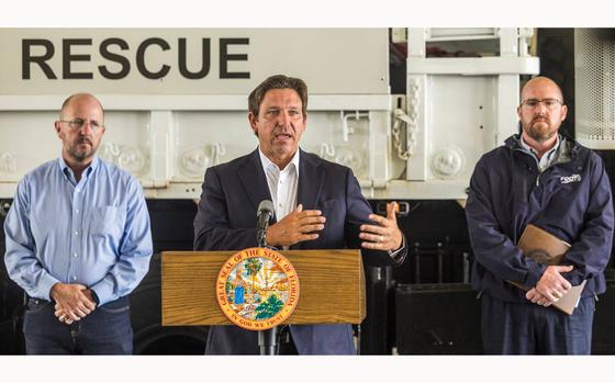 Florida Gov. Ron DeSantis speaks at press conference at the Hollywood Fire Rescue Station 5, on Friday June 14, 2024.