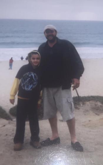 Fadi Sckak as a child with his father, Abedella.