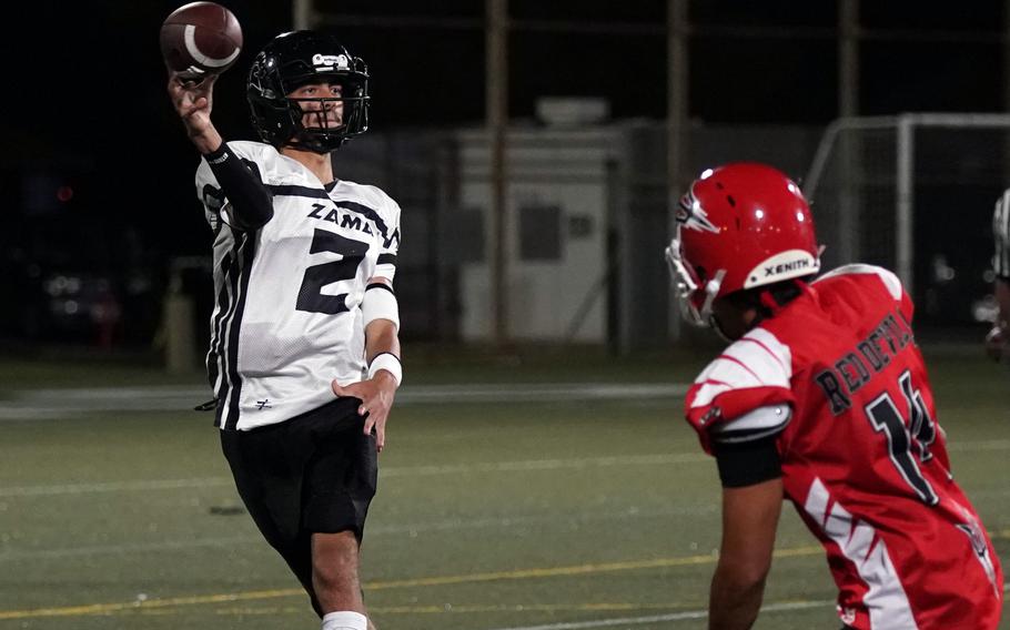 Adrian Santiago-Cruz threw a 56-yard pass to Garrett Allen for Zama's lone touchdown.