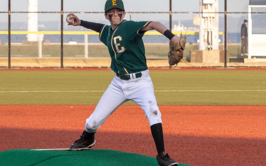 Levi Kunds gets set to pitch.