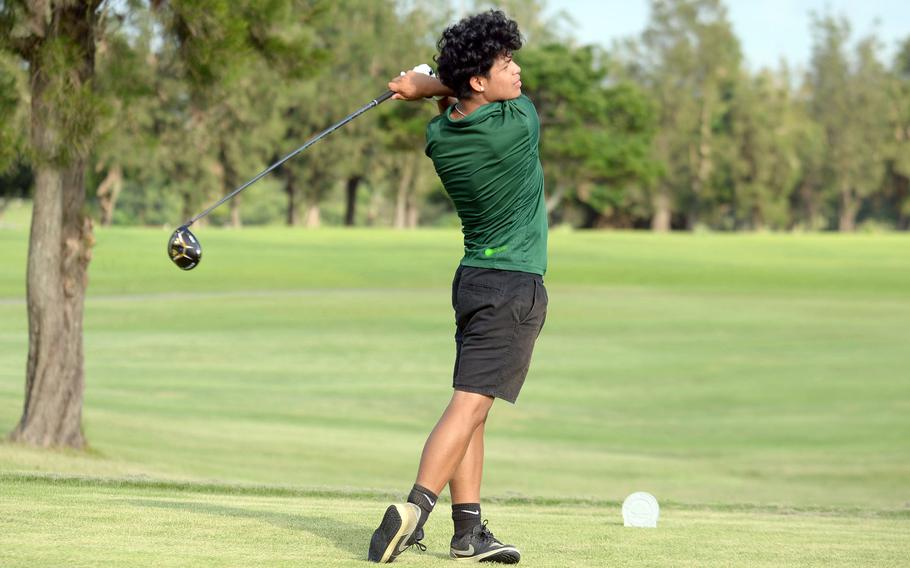 Defending champion Danny Contreras tees off on the 450-yard, par-4 17th hole en route to a runner-up finish Thursday.