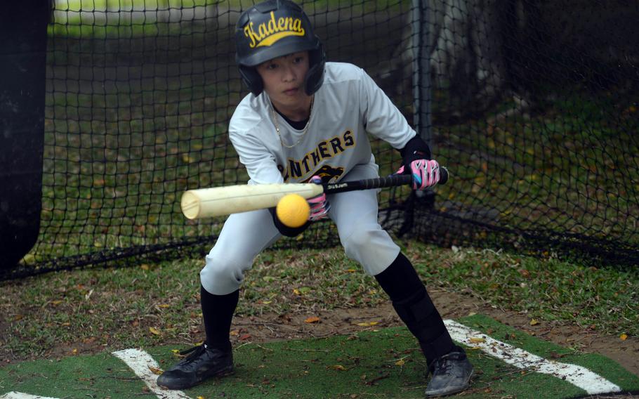 Kai Redden squares to bunt.