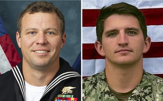 Side-by-side portraits of Navy SEALs Christopher J. Chambers and Nathan Gage Ingram.