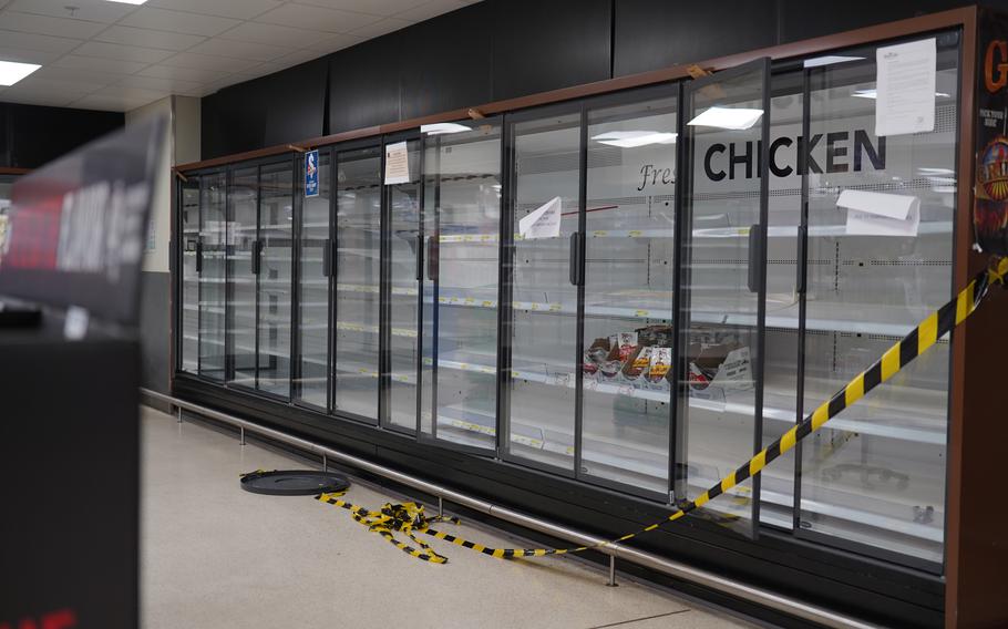 The freezer area of the commissary at RAF Lakenheath in England