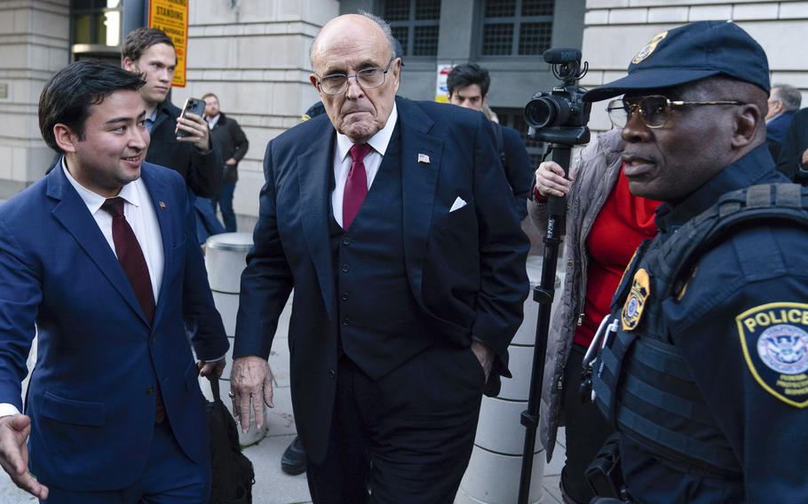 Rudy Giuliani leaves the federal courthouse in Washington in 2023.