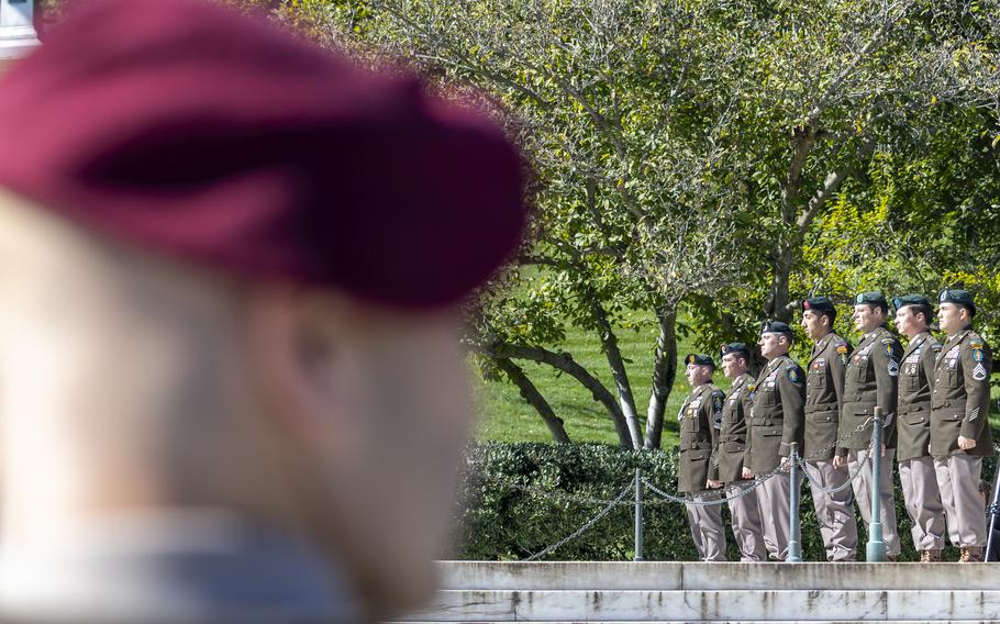 Members of the U.S. Army’s 1st Special Forces Command (Airborne) honor the commitment and contributions of President John F. Kennedy on Oct. 17, 2024 at Arlington National Cemetery, in Arlington, Va. 