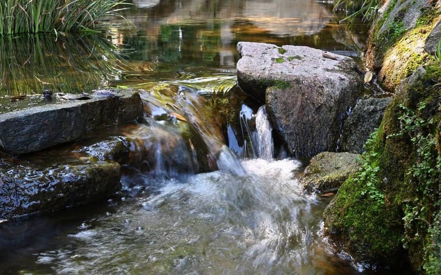 A stream flows through rocks in a tranquil scene at Shinzen Friendship Garden in Woodward Park on Sept. 5 in Fresno, Calif.