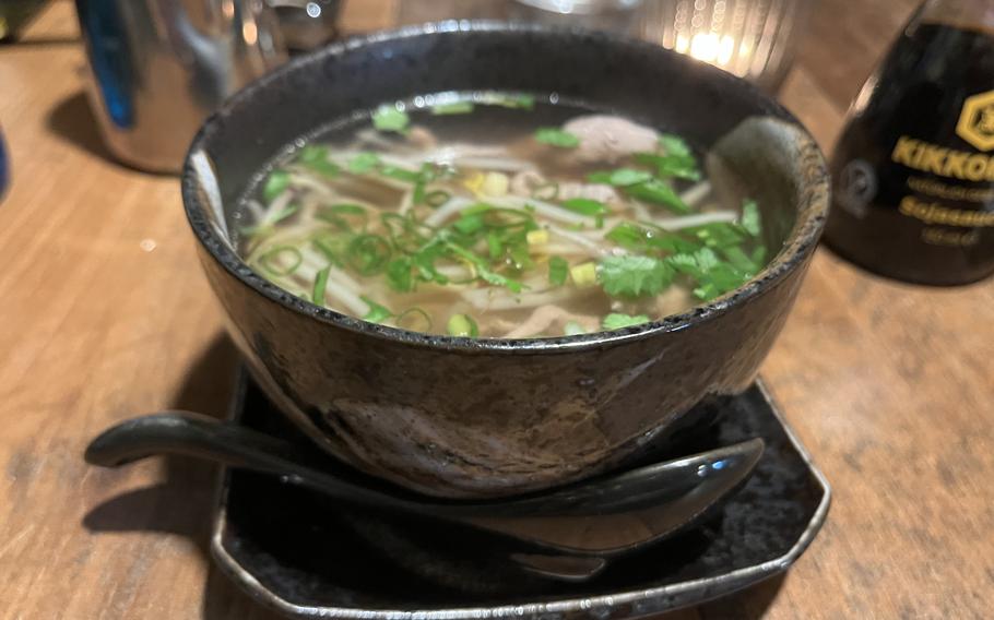 The Vietnamese pho at Kaiza in Weiden, Germany, seen here on June 14, 2024, was savory, with a strong taste of fresh herbs.