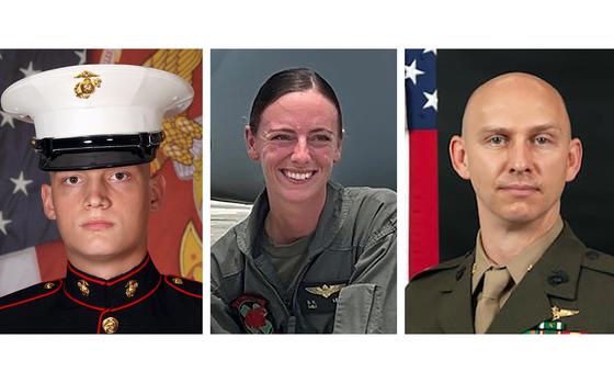 From left, U.S. Marine Corps Cpl. Spencer Collart, 21, of Arlington, Va ...