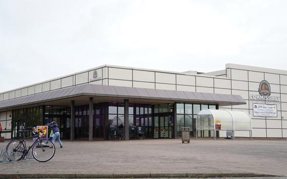 The commissary at RAF Lakenheath in England as seen Sept. 27, 2024. Base officials are urging shoppers to use the commissary at nearby RAF Mildenhall instead because of dangerous levels of carbon monoxide detected earlier this week in the freezer area.