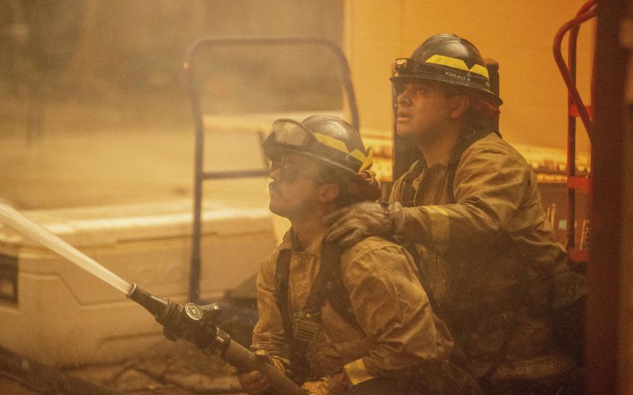 Firefighters team up to battle the Eaton Fire