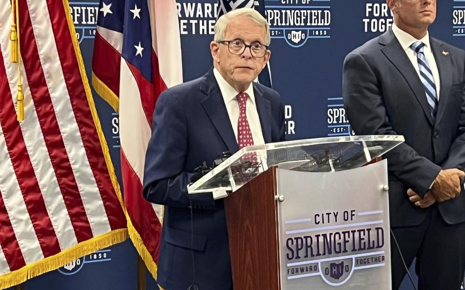 Ohio Gov. Mike DeWine speaks at Springfield City Hall