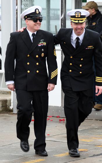 Sailors prepare to greet their loved ones