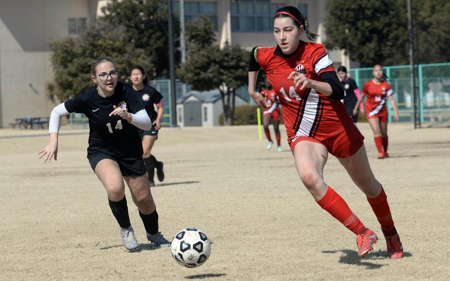 Giovanna Kennedy moves upfield with the ball.