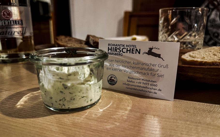 Every meal at Hirschens Restaurant Wirtsstuben in Parsberg, Germany, begins with a selection of fresh bread and house-made herbal butter.