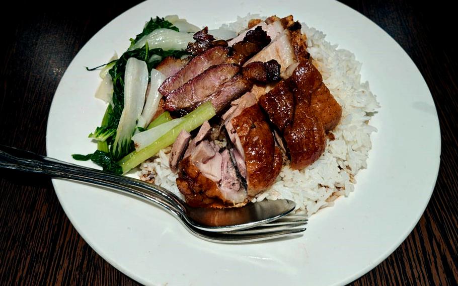 Chinese cuisine as served at a restaurant in the United Kingdom.