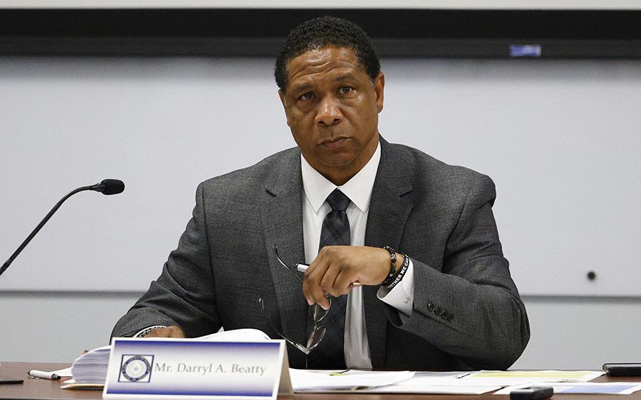 Darryl Beatty, executive director at Dallas County Juvenile Department, pictured during a Dallas County Juvenile Board meeting at the Henry Wade Justice Center on Monday, May 15, 2023, in Dallas.